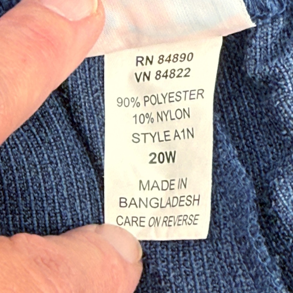 American Sweetheart Women's Corduroy Pants Size 20W Navy Elastic Waist Wide‎ Leg - Picture 6 of 13